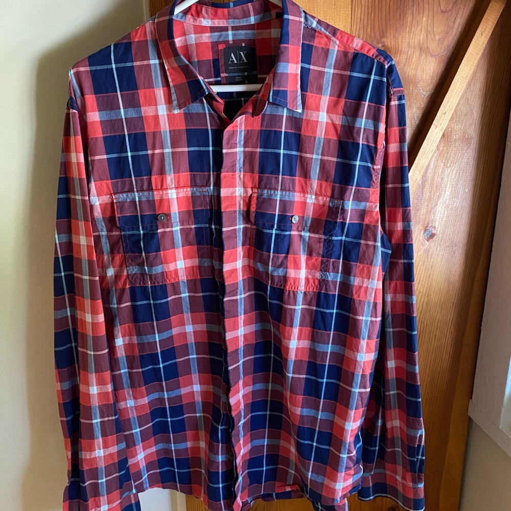 Armani Exchange men’s plaid shirt